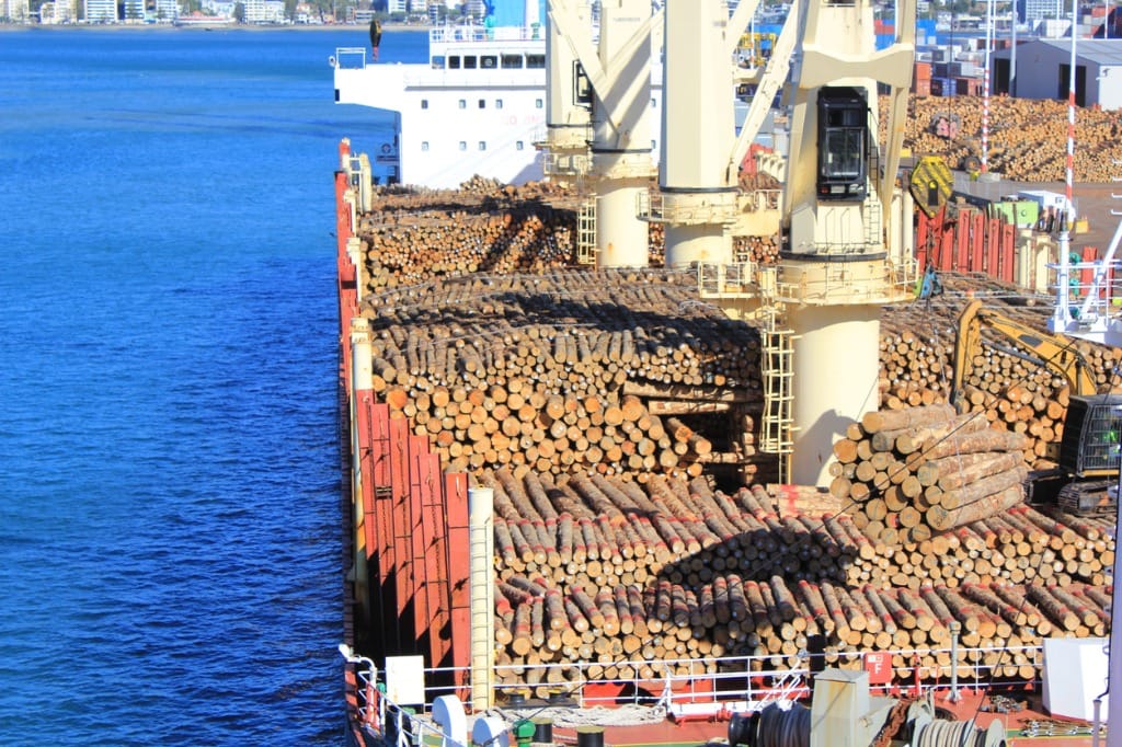 logging ship on the ocean