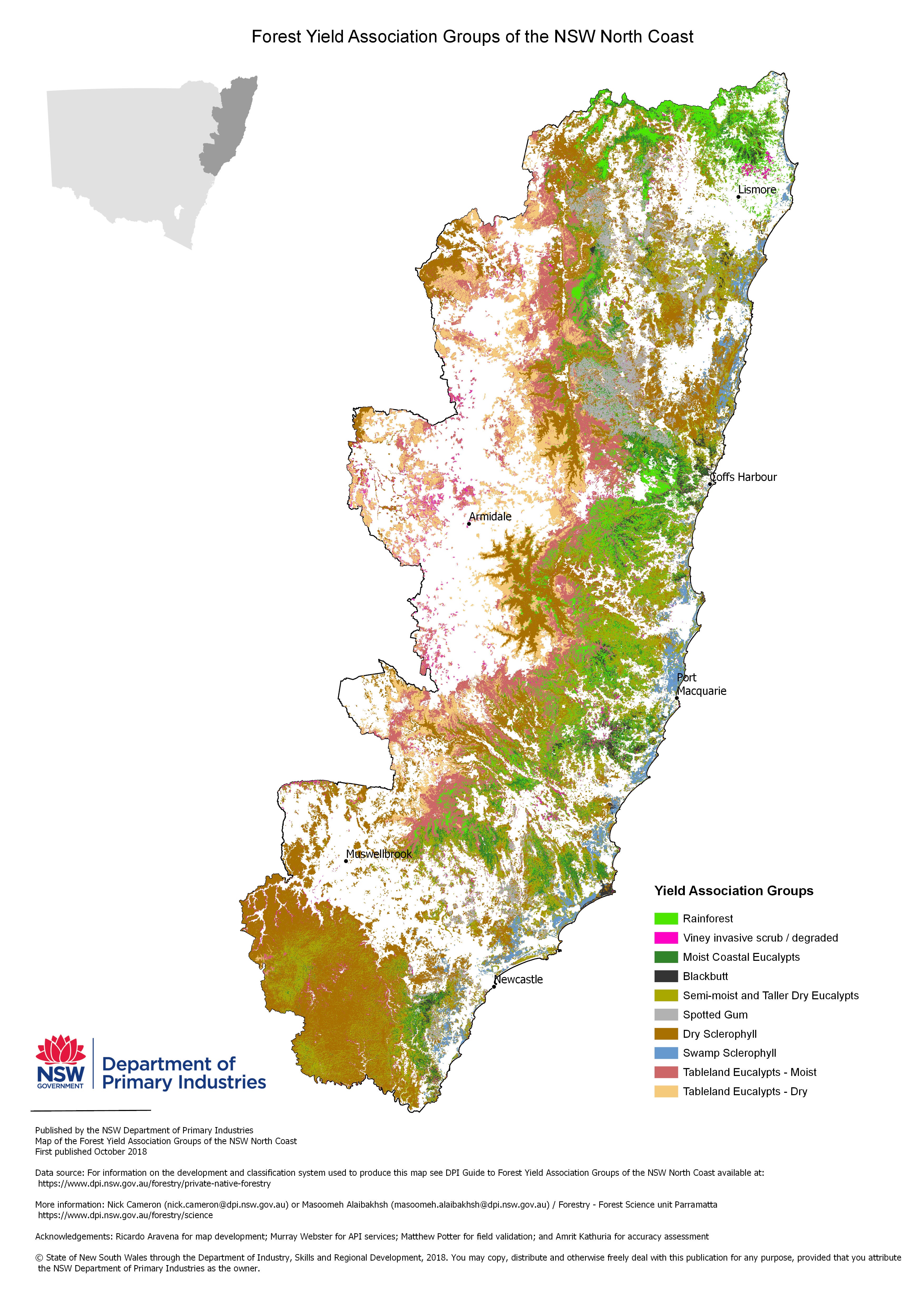 Forest yield association group map